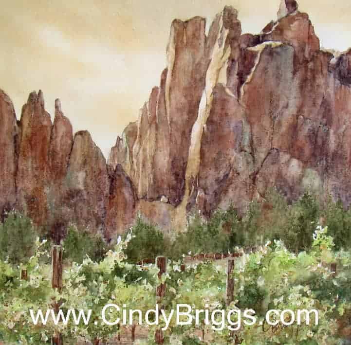 Rocks Vines Cbriggs Wc W, watercolor art by Cindy Briggs