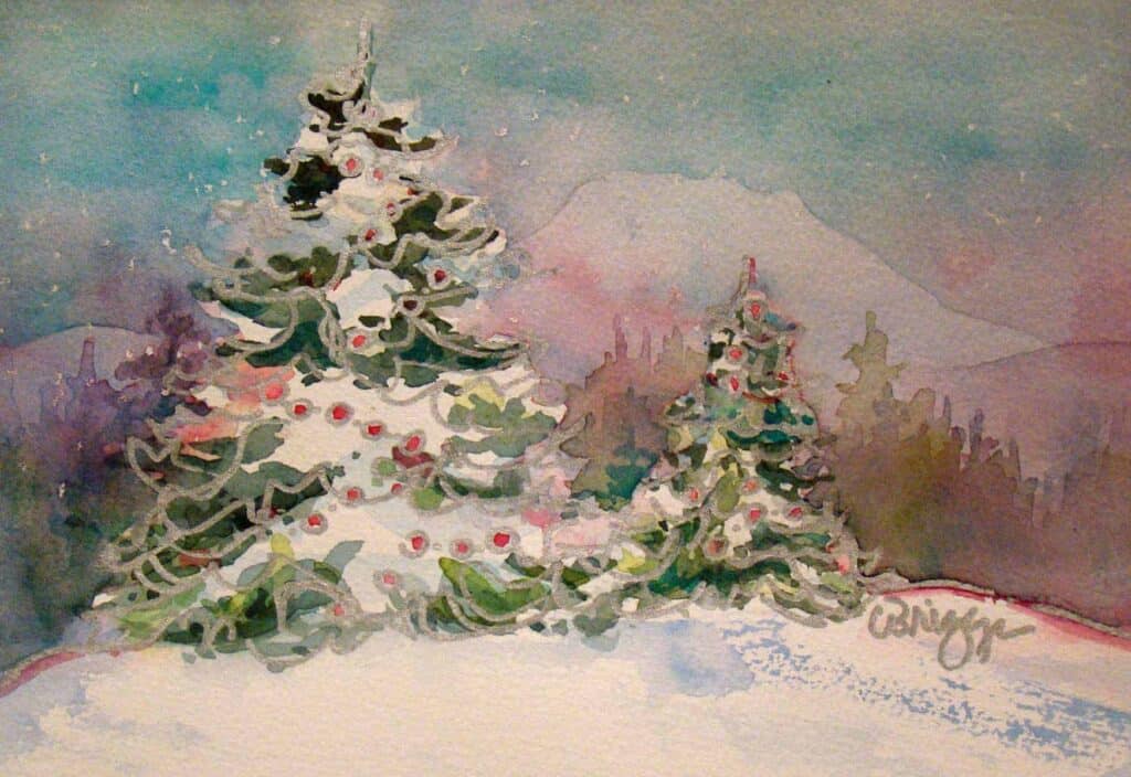 Winter Tree, watercolor art by Cindy Briggs