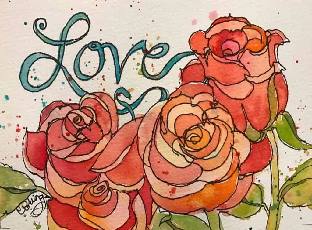 Love Rose, watercolor art by Cindy Briggs
