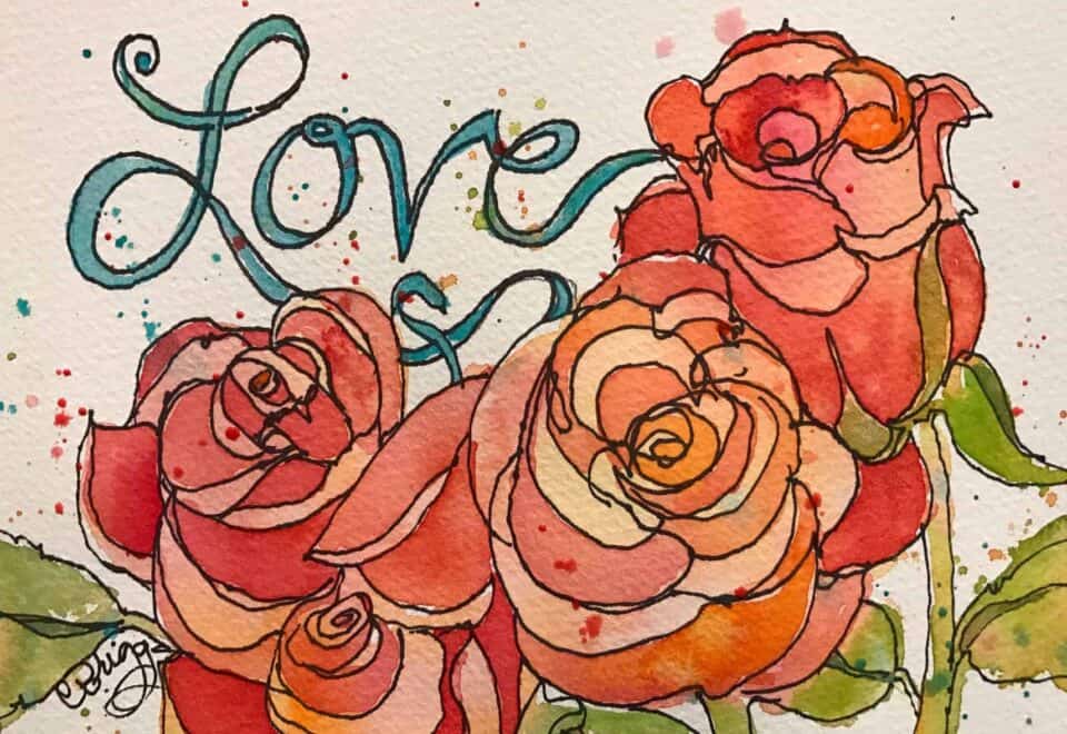 Painting just for the love of it Cindy Briggs Art Watercolor Painting Love Rose, watercolor art by Cindy Briggs