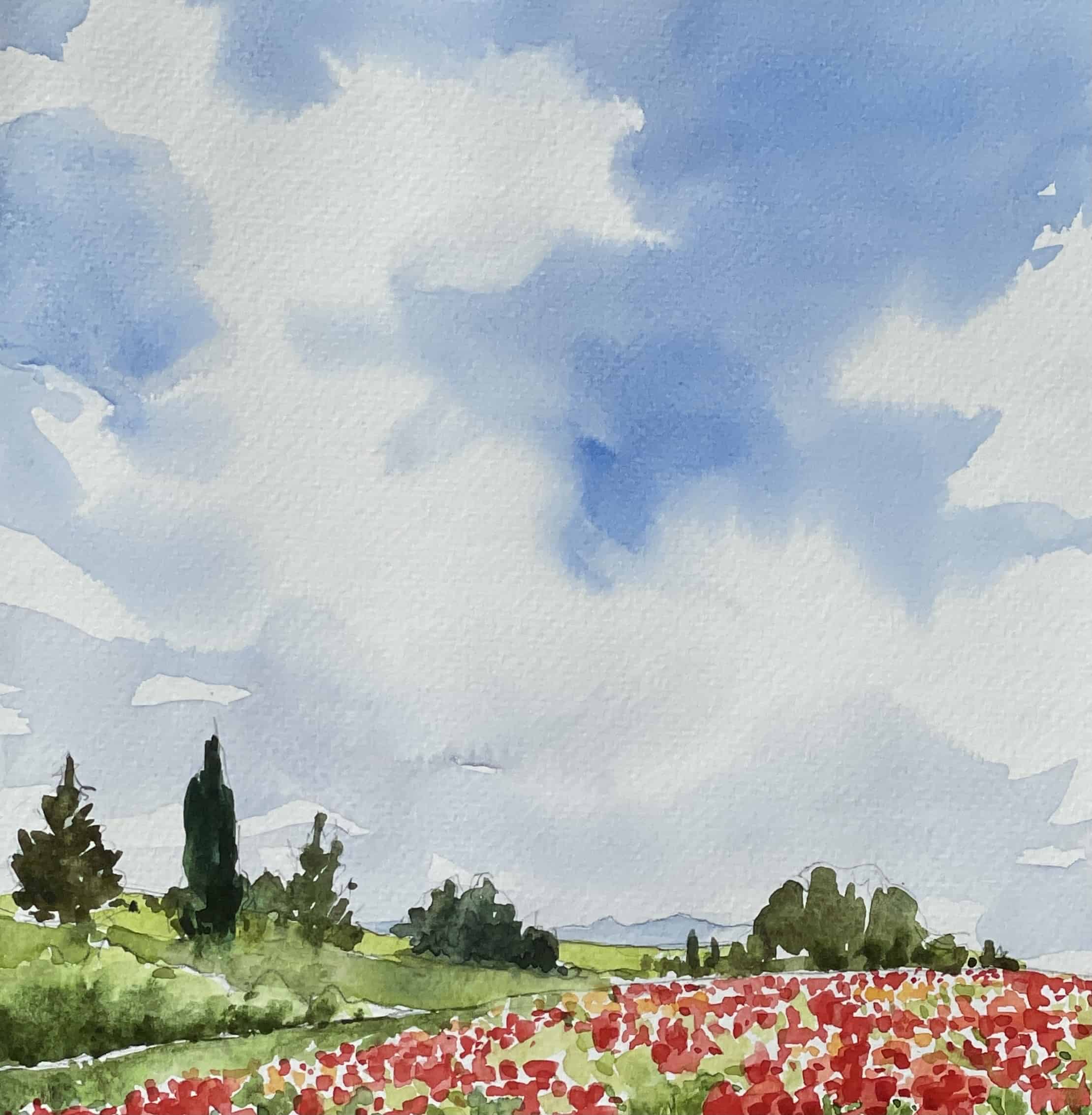 Cumulous Clouds Plein air watercolor palette for painting colorful skies