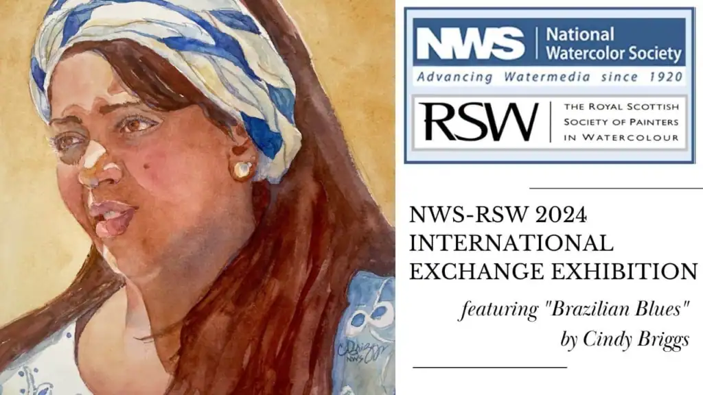 National Watercolor Society feature showing Brazilian Blues by Cindy Briggs