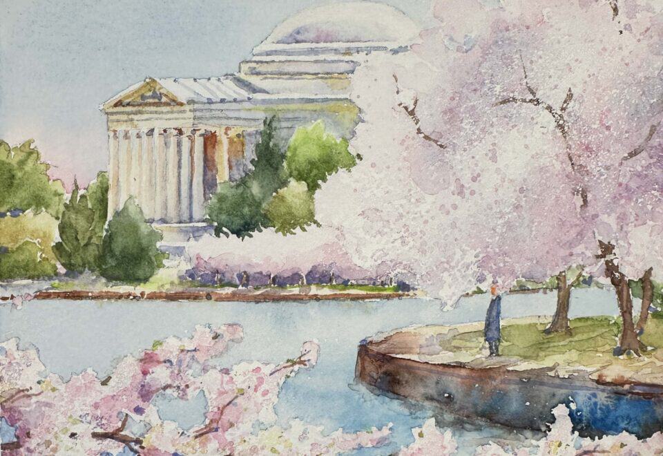 Springs Serenade Washington DC, watercolor art by Cindy Briggs
