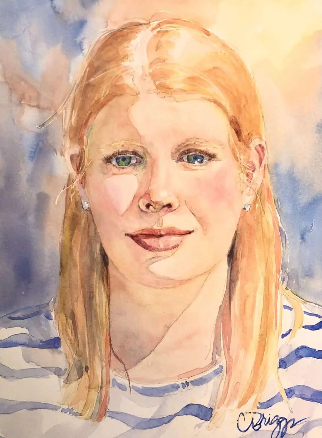 Casey’ in this captivating 8×10 watercolor portrait by Cindy Briggs
