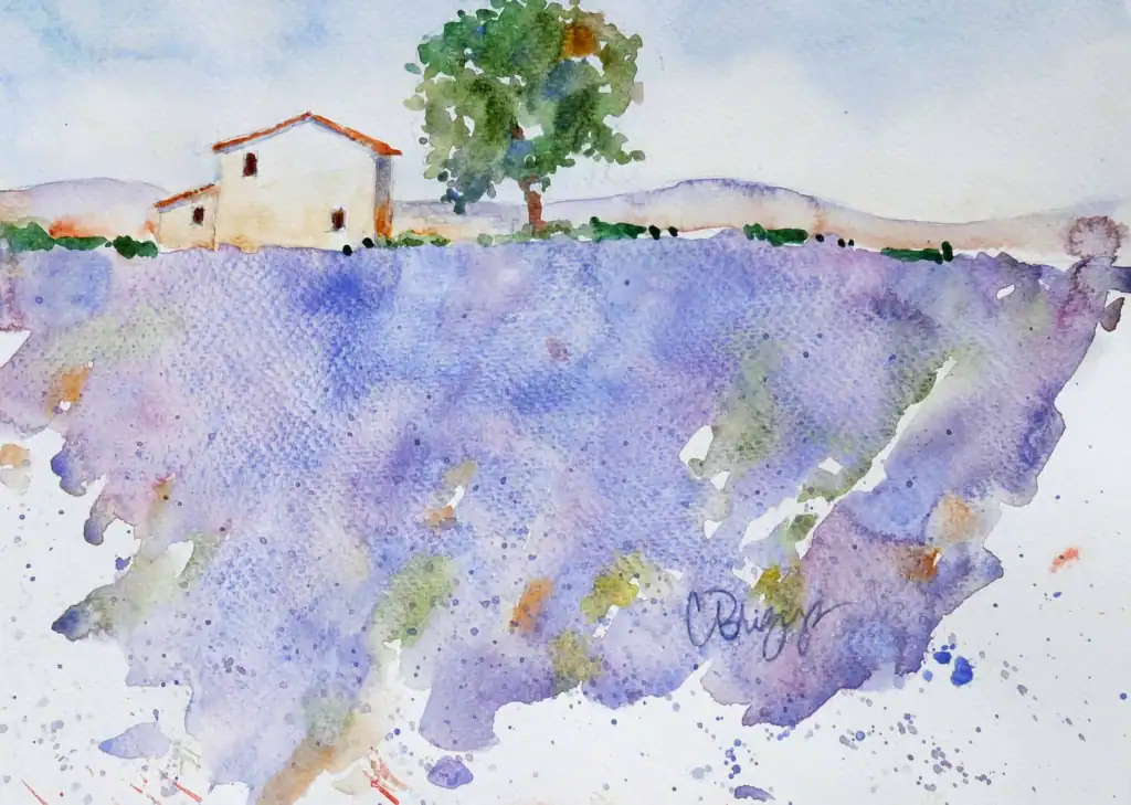 Lavender in Provence Lavender in Provence Cindy Briggs Art Watercolor Painting
