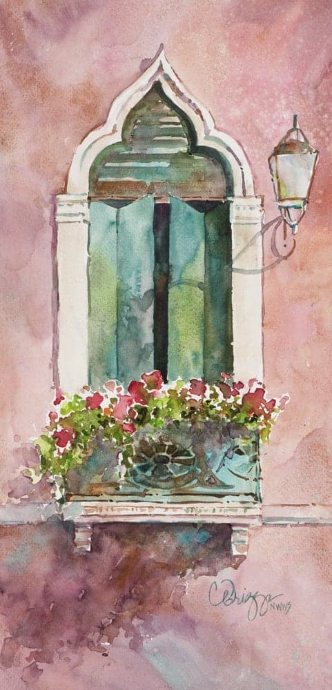 Murano Windowscape Cindy Briggs Art Watercolor Painting Murano Windowscape Murano Windowscape Cindy Briggs Art Watercolor Painting