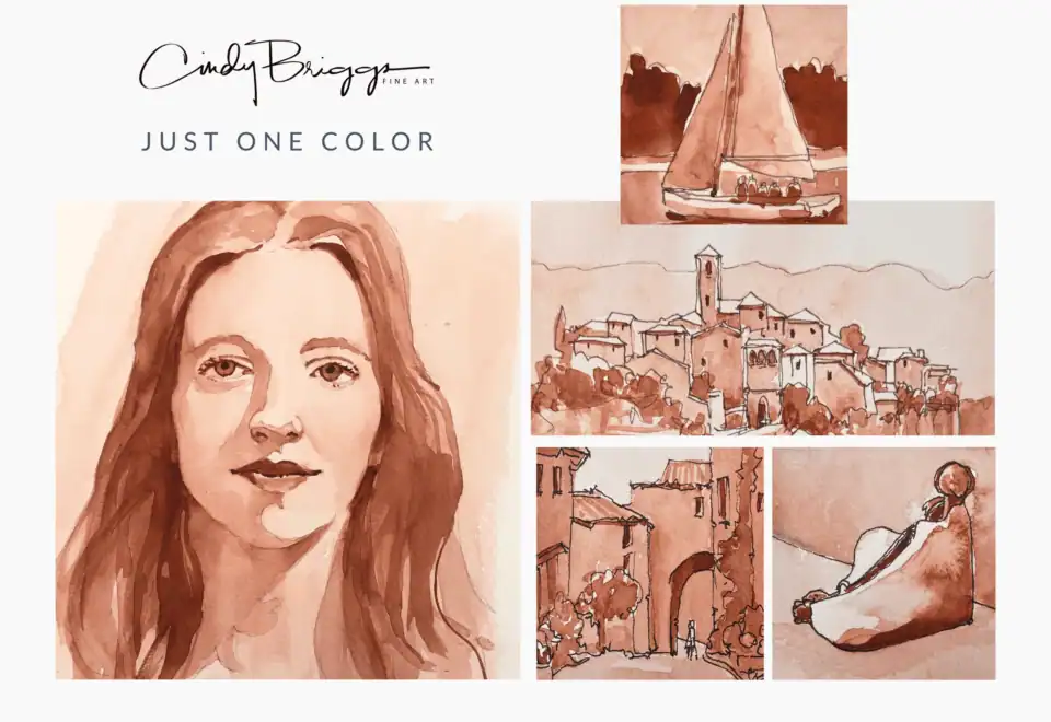 Just One Color, watercolor art by Cindy Briggs