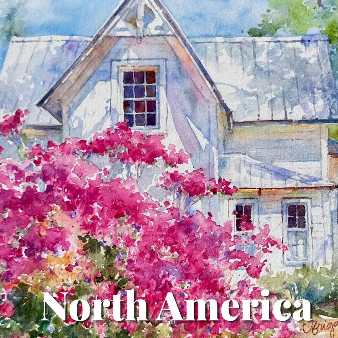North America, watercolor art by Cindy Briggs