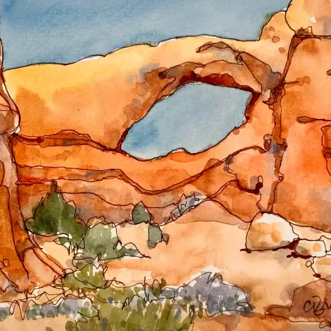 Arches National Park Quick Sketch Watercolor Journaling 6 X