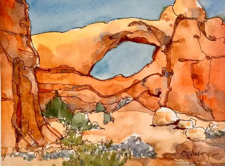 Arches National Park Quick Sketch Watercolor Journaling 6 X
