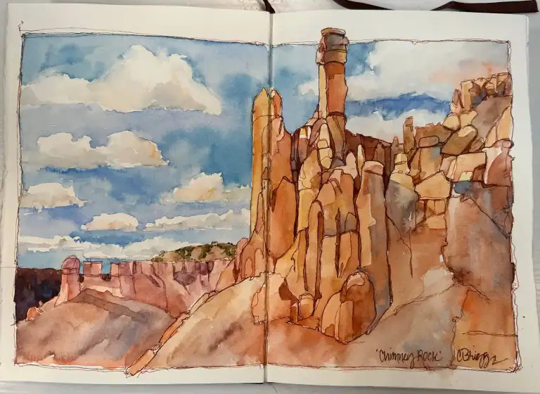 Chimney Rock Ghost Ranch Quick Sketch Watercolor Journaling 10 X