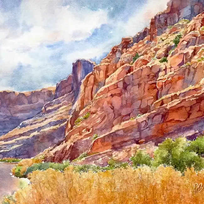 1briggs Rising Above the Colorado River Moab Utah Watercolor 3200 Featured at Qingdao Art Festival China