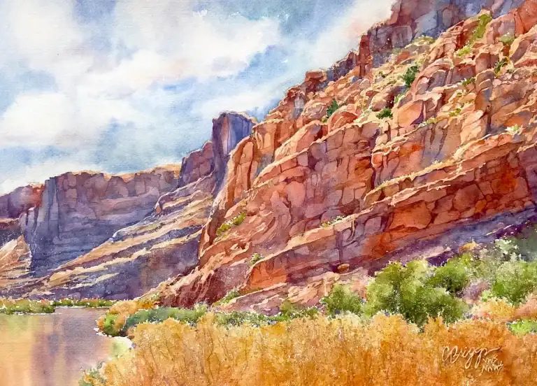 1briggs Rising Above the Colorado River Moab Utah Watercolor 3200 Featured at Qingdao Art Festival China