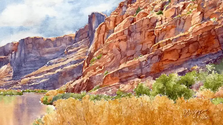 Above the Colorado Moab Utah, watercolor art by Cindy Briggs