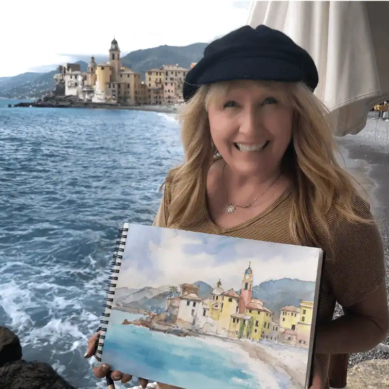 In Camogli, watercolor art by Cindy Briggs