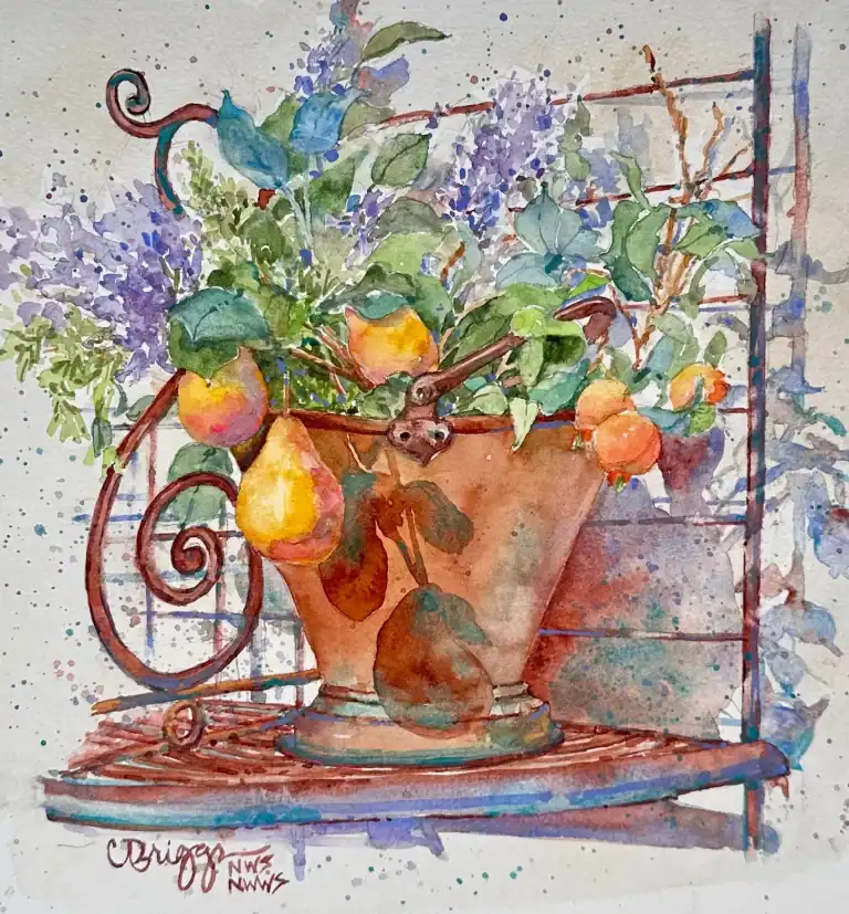 Pears Pomegranates Watercolors 10 X