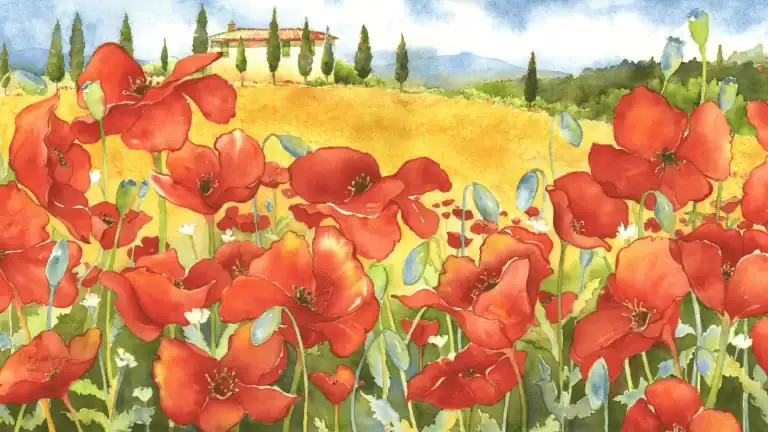 On the Road to Pienza, watercolor art by Cindy Briggs