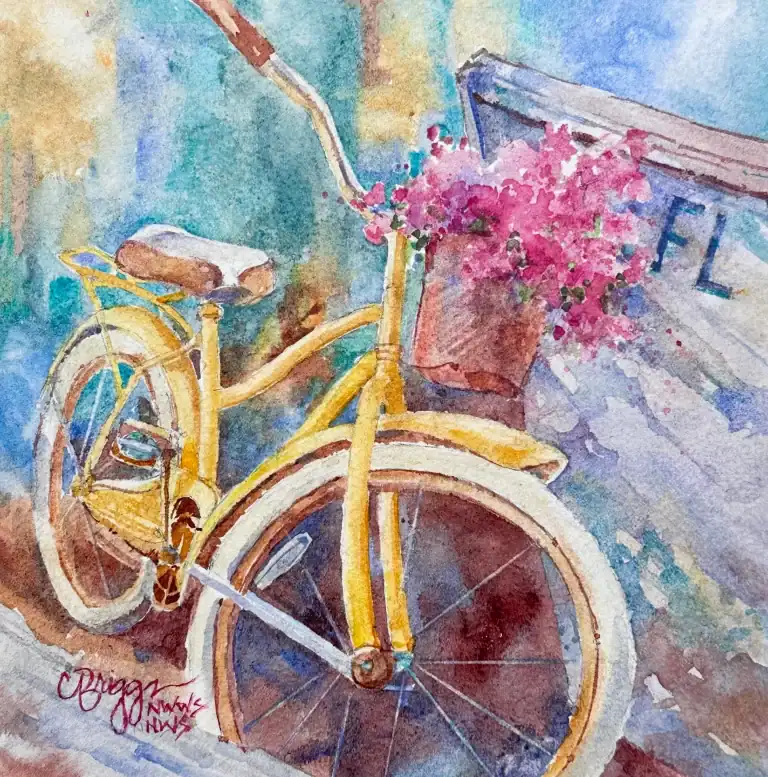 Apalachicola Cycle 8 X 8 Sold, watercolor art by Cindy Briggs