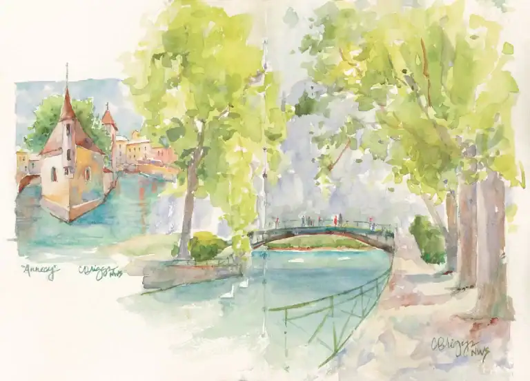 Annecy France Journal Page 10 X 14 Watercolor