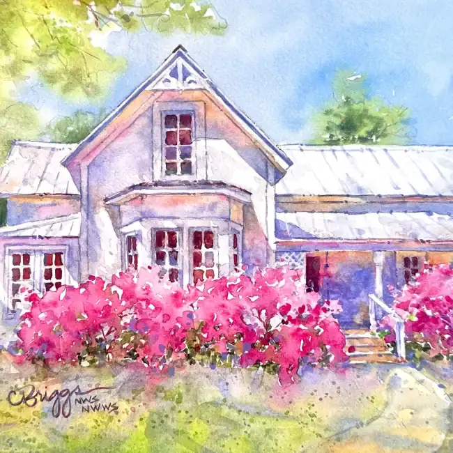 Apalachicola Cottageii 750 8 X 10 Plus Mat, watercolor art by Cindy Briggs