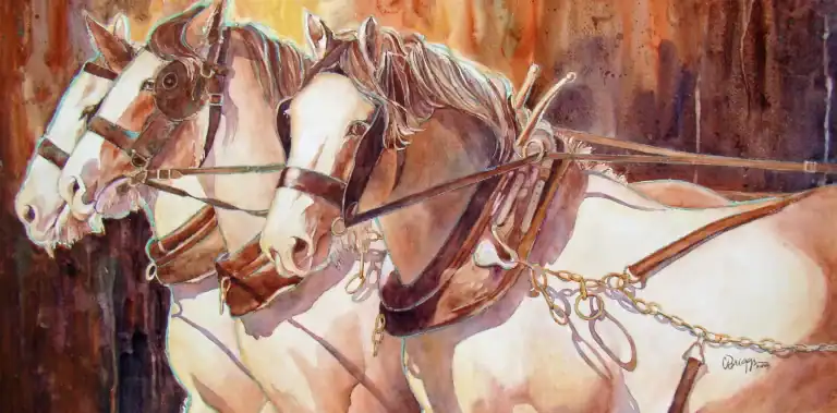Briggs Zealand Reins Watermedia, watercolor art by Cindy Briggs