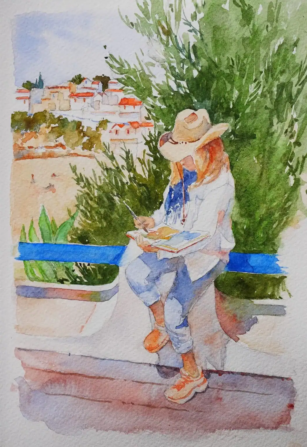 Sketch Booking in Provence 10 X 7 Watercolor Journal