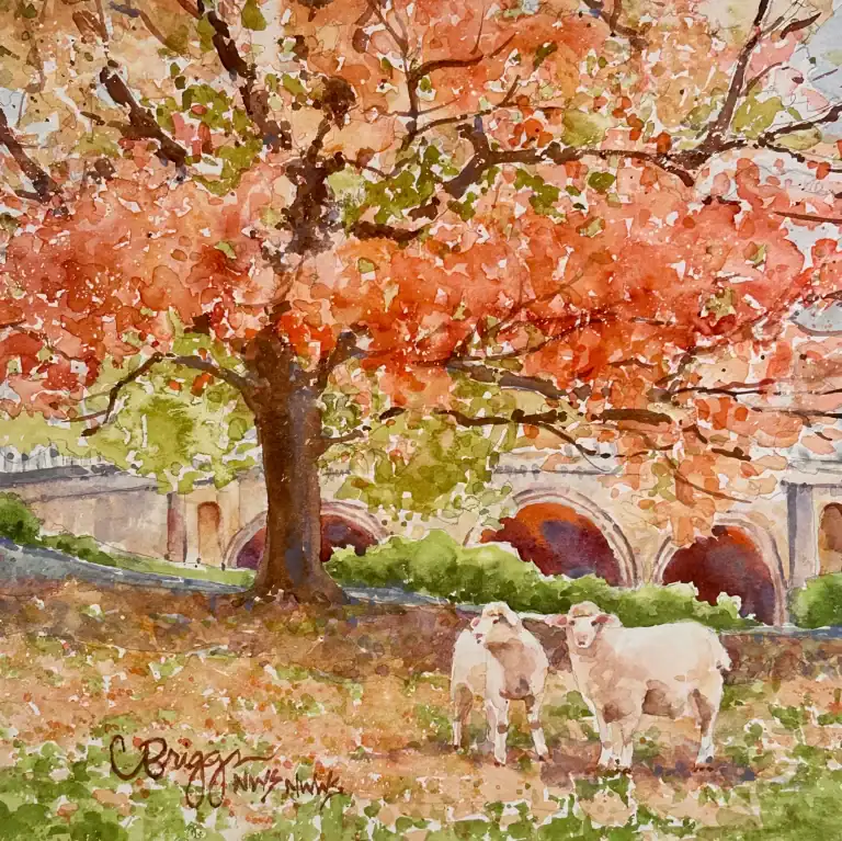 English Autumn 8 X 8 Watercolor Sold