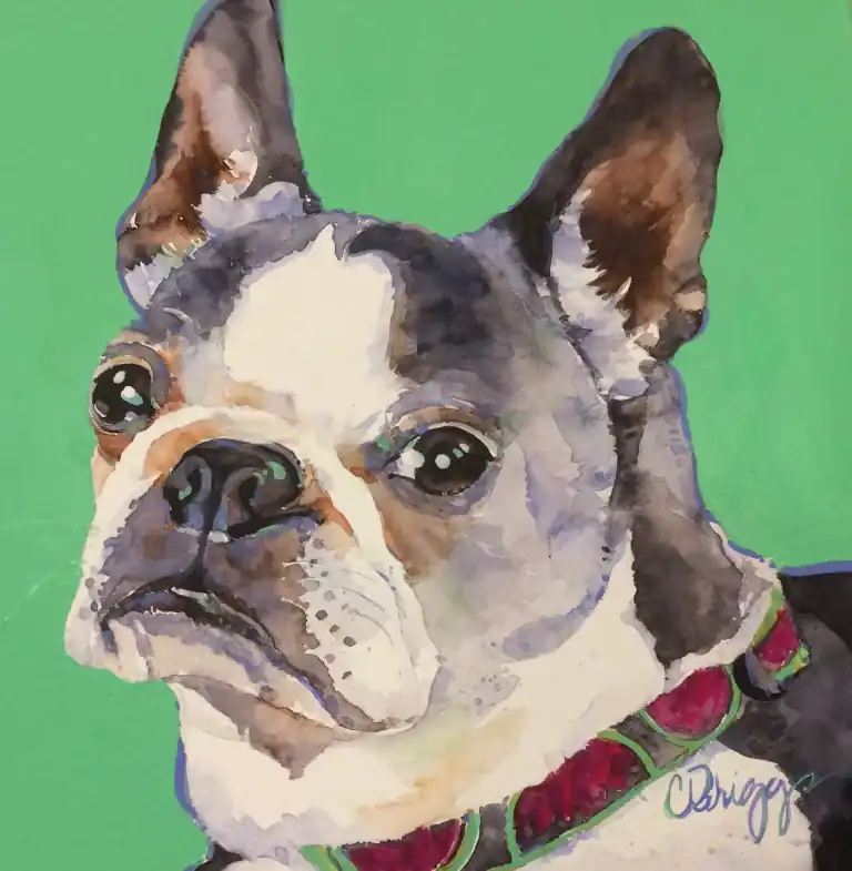 Myneighbors Pet 8x8 Sold, watercolor art by Cindy Briggs