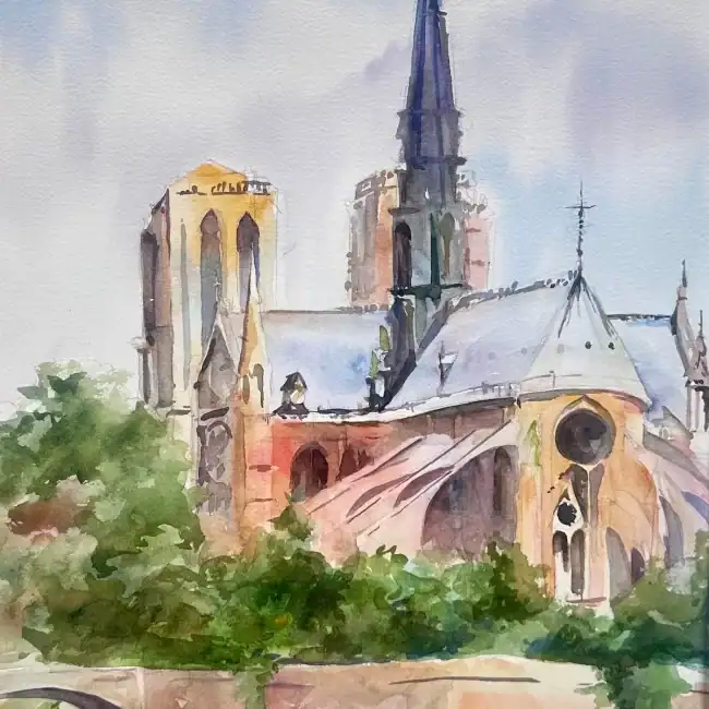 Notre Dame Paris Plein Air Watercolor