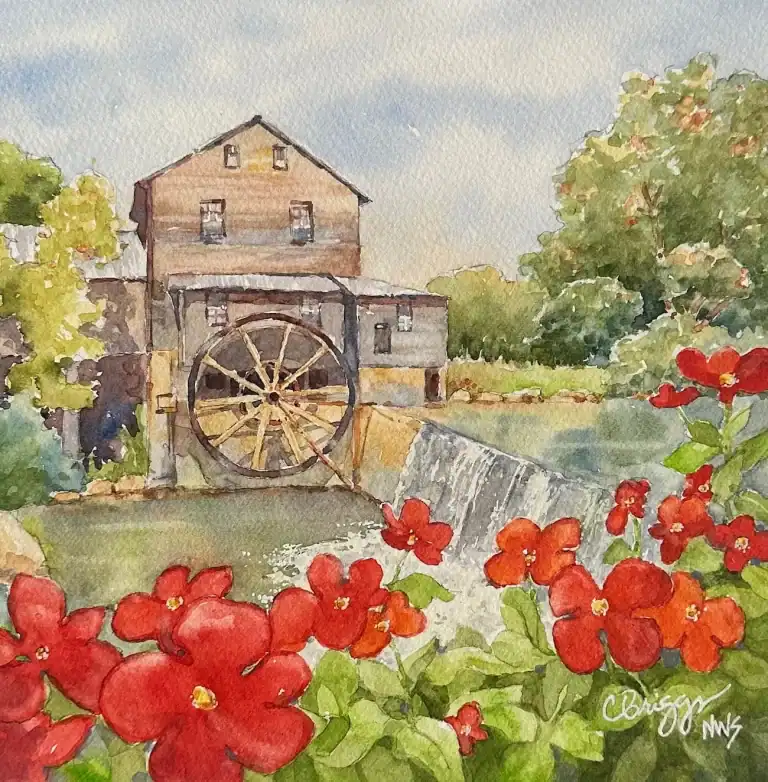 Old Mill Painting 8 X 8 Watercolor 650 W Mat
