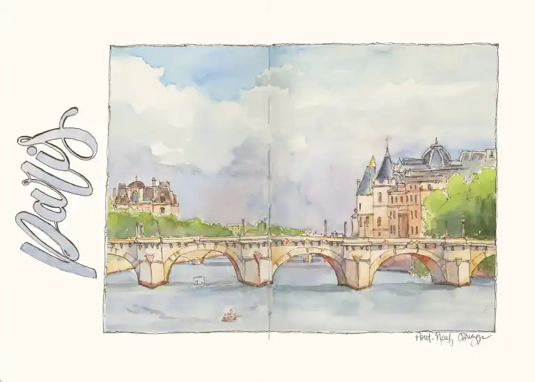 Paris Quick Sketch Journal 10 X 14 Ink Watercolor