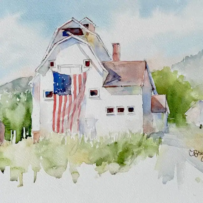 Park City Barn Plein Air Watercolor 12 X 18 1100 with Mat
