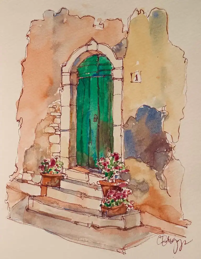 Sicilian Doorway Taormina 10 X, watercolor art by Cindy Briggs