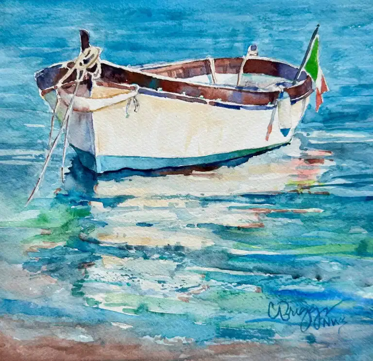 Sicilian Fishing Boat 8 X 8 Watercolor Mat