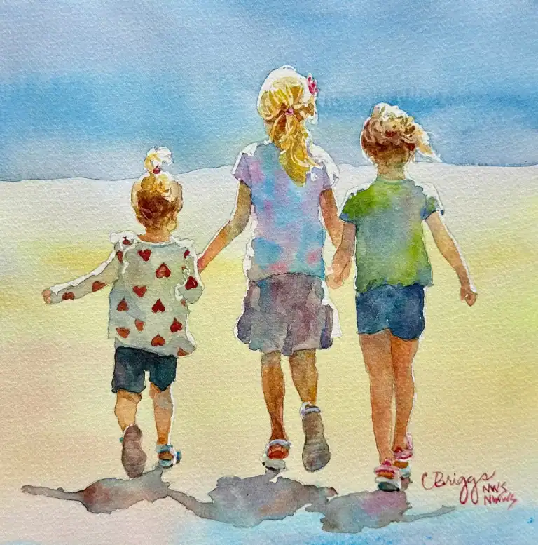 Sisters 8 X8 Watercolor Commisions