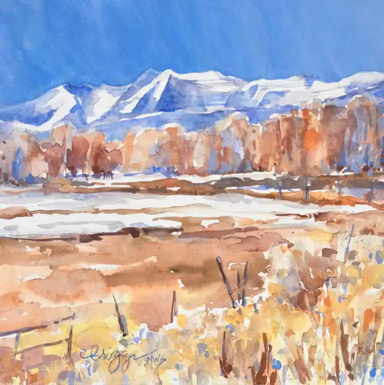 Timpanogos View From Heber 8 X 8 Watercolor Gouache 400 W Mat