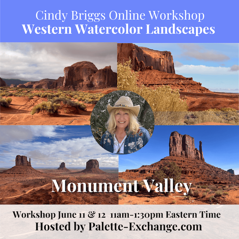 Western landscape of Monument Valley with red rock formations and blue sky.